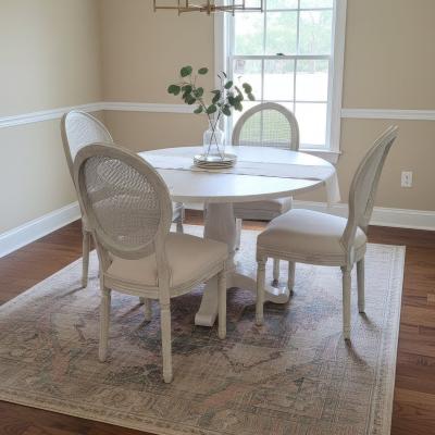 Cottage White Round Back Chair with  Linen