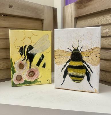 "Bee Golden" 
5"X7" Original Acrylic on Canvas