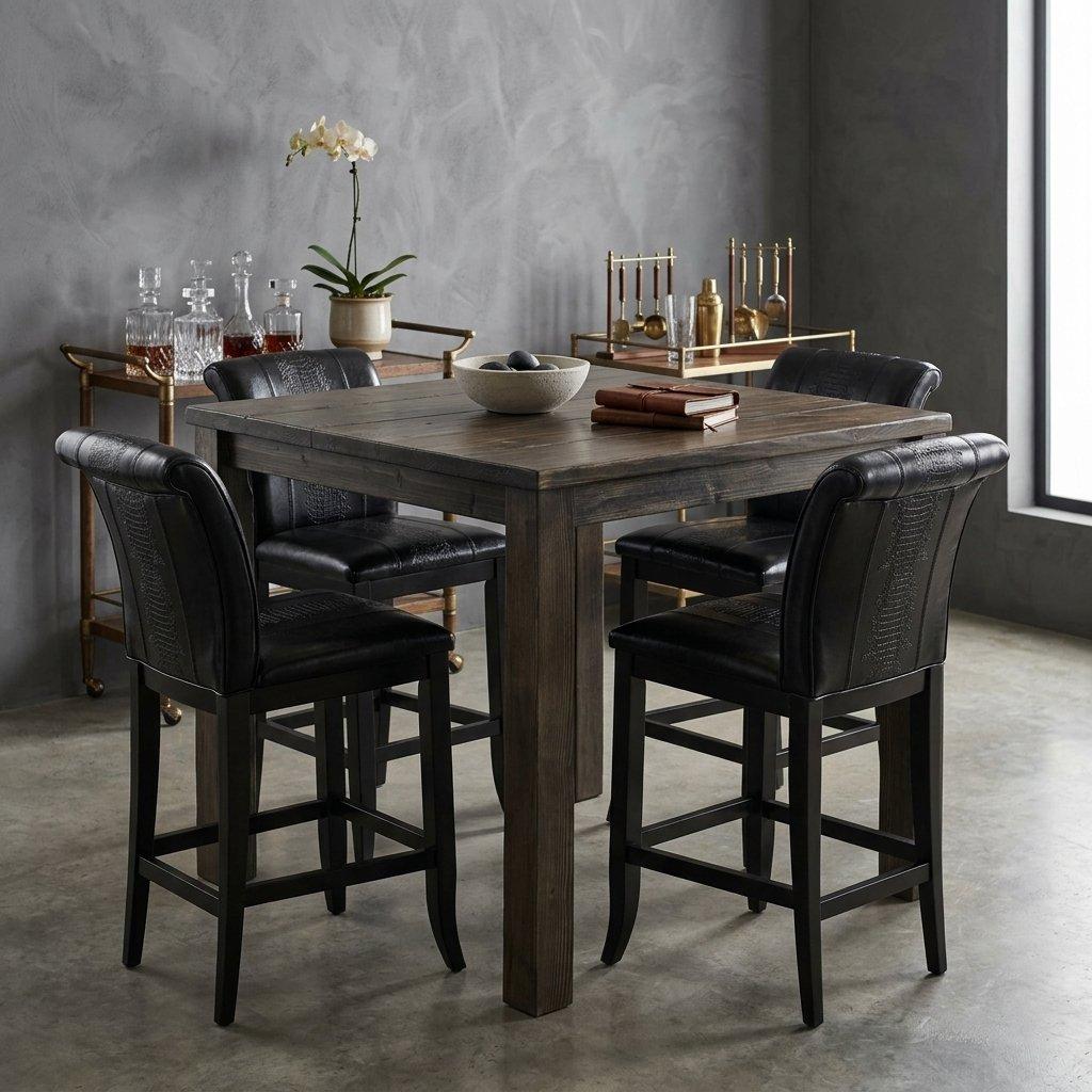 Rustic Wood Pub Table & Alligator Stools