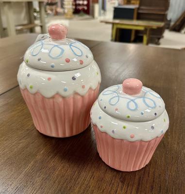 Pair of  Cookie/Candy  "CUP CAKE" Jars