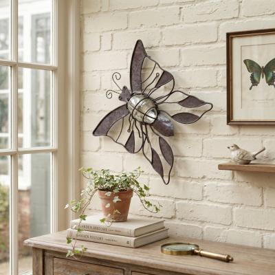 Metal Butterfly Wall Tea Light Lantern