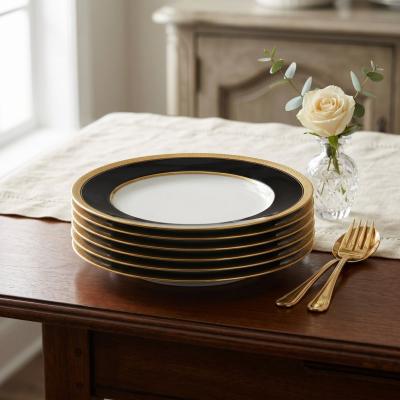 Limoges Black Gold Salad Plates, Set of 6