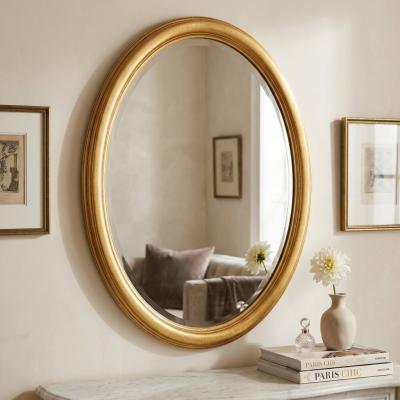 Gold Leaf Oval Beveled Mirror