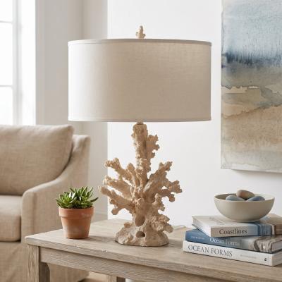 Faux Coral Table Lamp with Shade