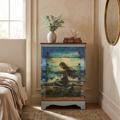 Mermaid Decoupage Solid Wood Dresser