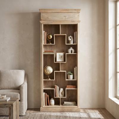 Geometric Mango Wood Bookshelf