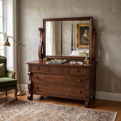 Antique Empire Mahogany Dresser with Mirror