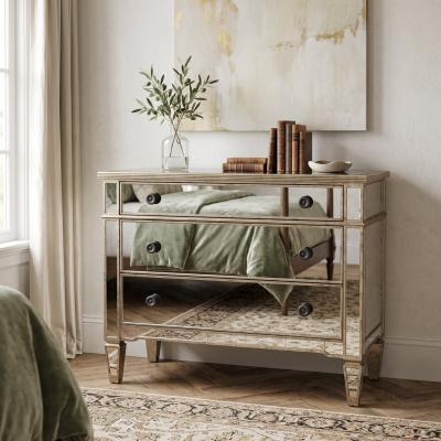 Champagne Gold Mirrored Three-Drawer Chest