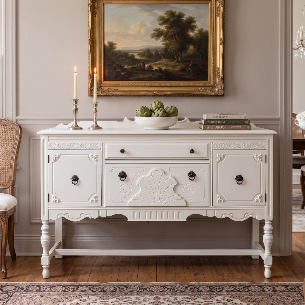 Vintage White Painted Buffet Sideboard
