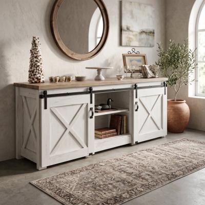 Distressed Barn Door Storage Console