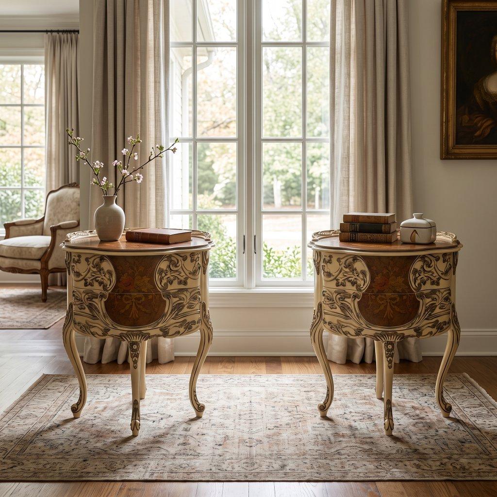 French Provincial Style Inlaid Side Table