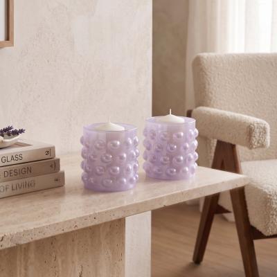 Lilac Bubble Glass Candle Holders