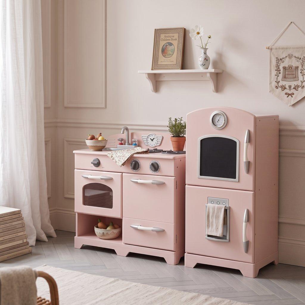 Pink Vintage-Style Children's Play Kitchen