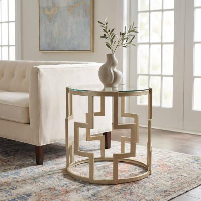 Matte Gold Glass Side Table