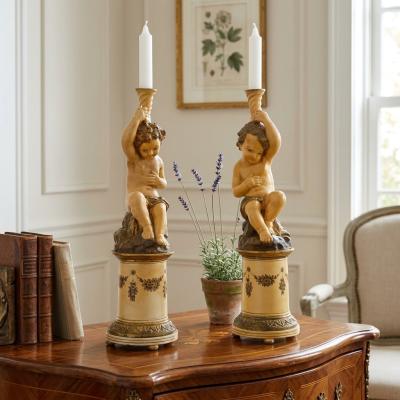 Vintage Putti Candlestick Holders, Pair