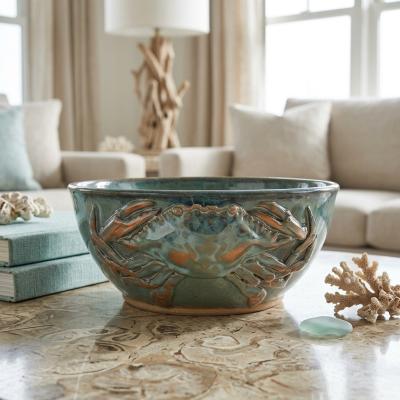 Handcrafted Ceramic Crab Relief Bowl