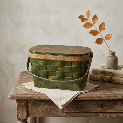 Vintage Green Wooden Basket Purse