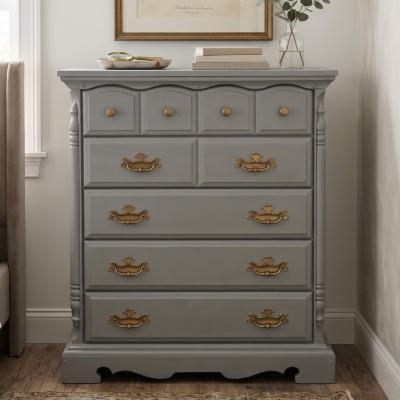 Painted Gray Five-Drawer Tall Chest