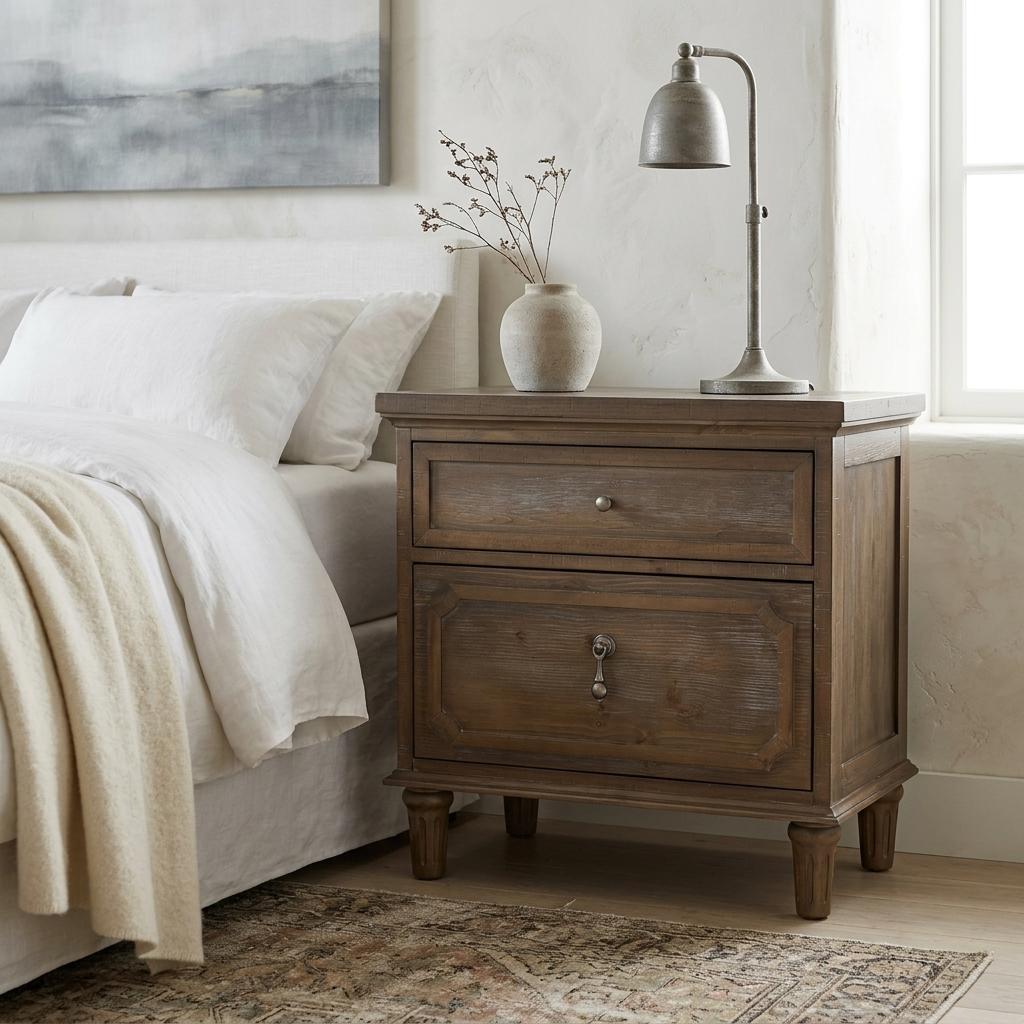Dark Stained Grey Wash Nightstand