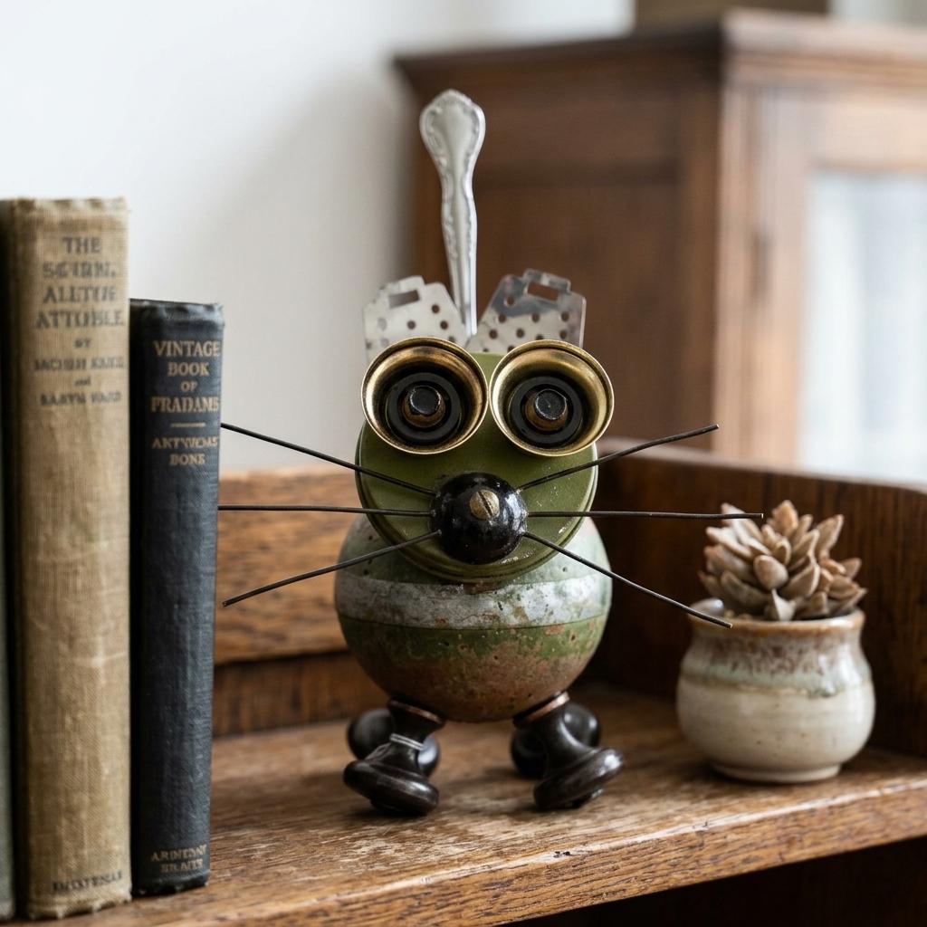 Scrap Metal Cat Sculpture