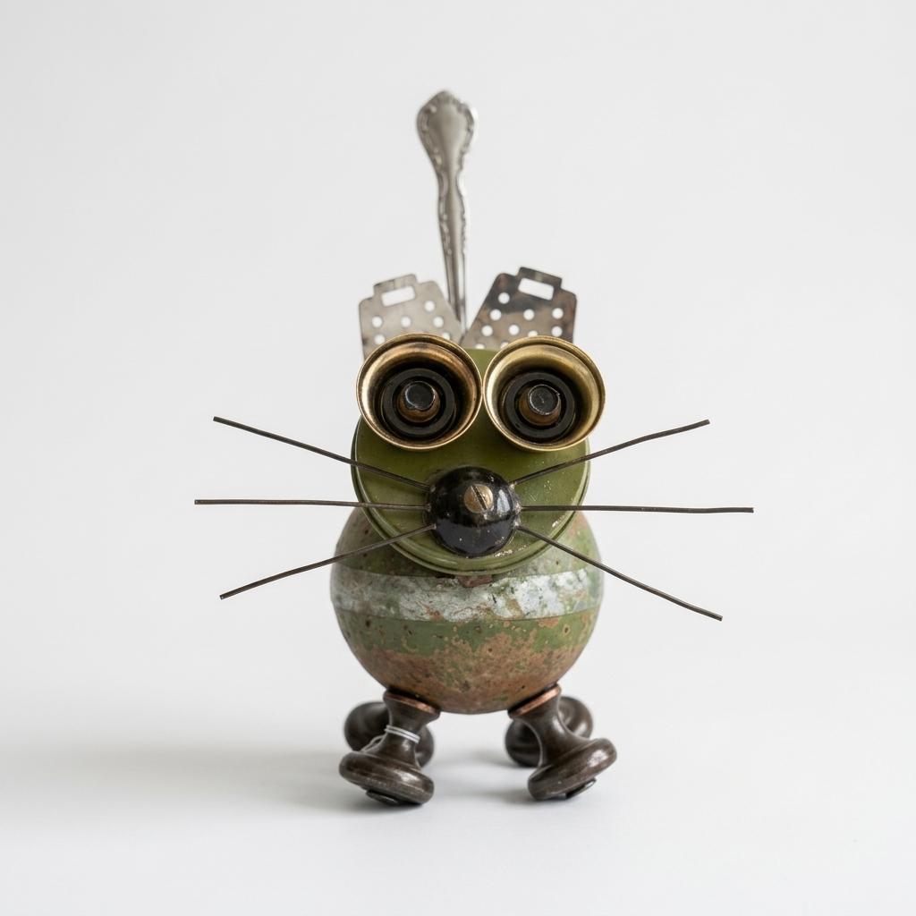 Scrap Metal Cat Sculpture