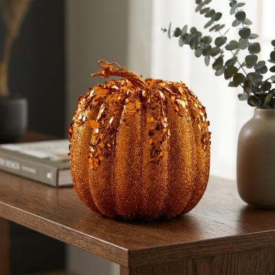 Orange Glitter Decorative Pumpkin