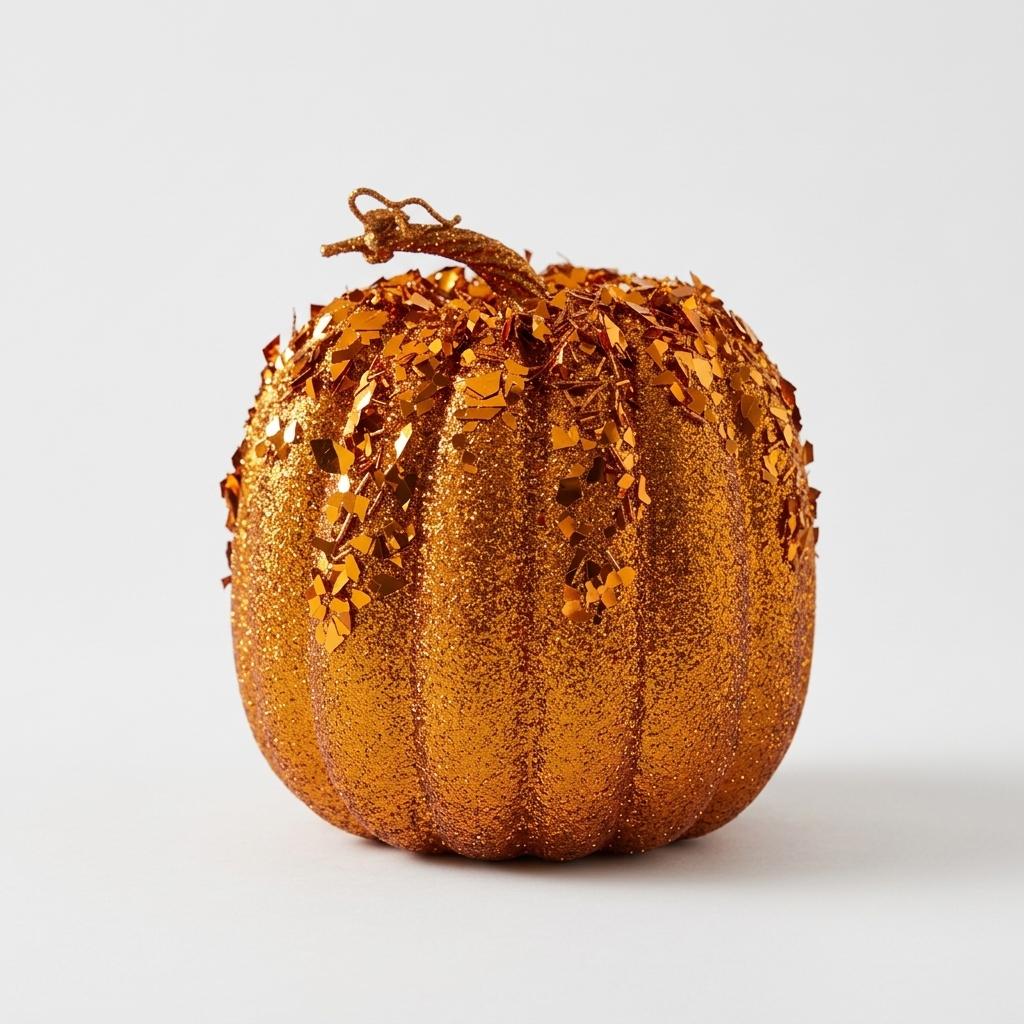 Orange Glitter Decorative Pumpkin