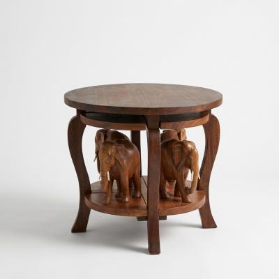 Carved Wood Elephant Nesting Table