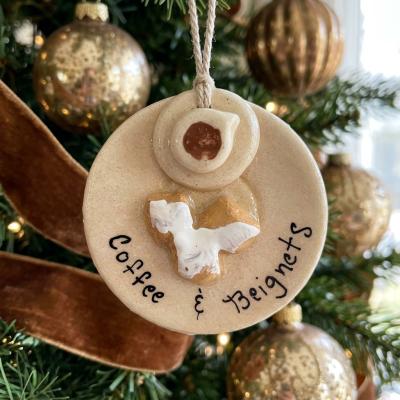 Coffee and Beignets Holiday Ornament