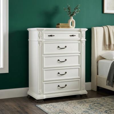 White 5-Drawer Wooden Chest