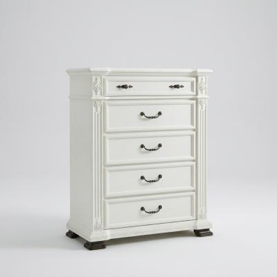 White 5-Drawer Wooden Chest