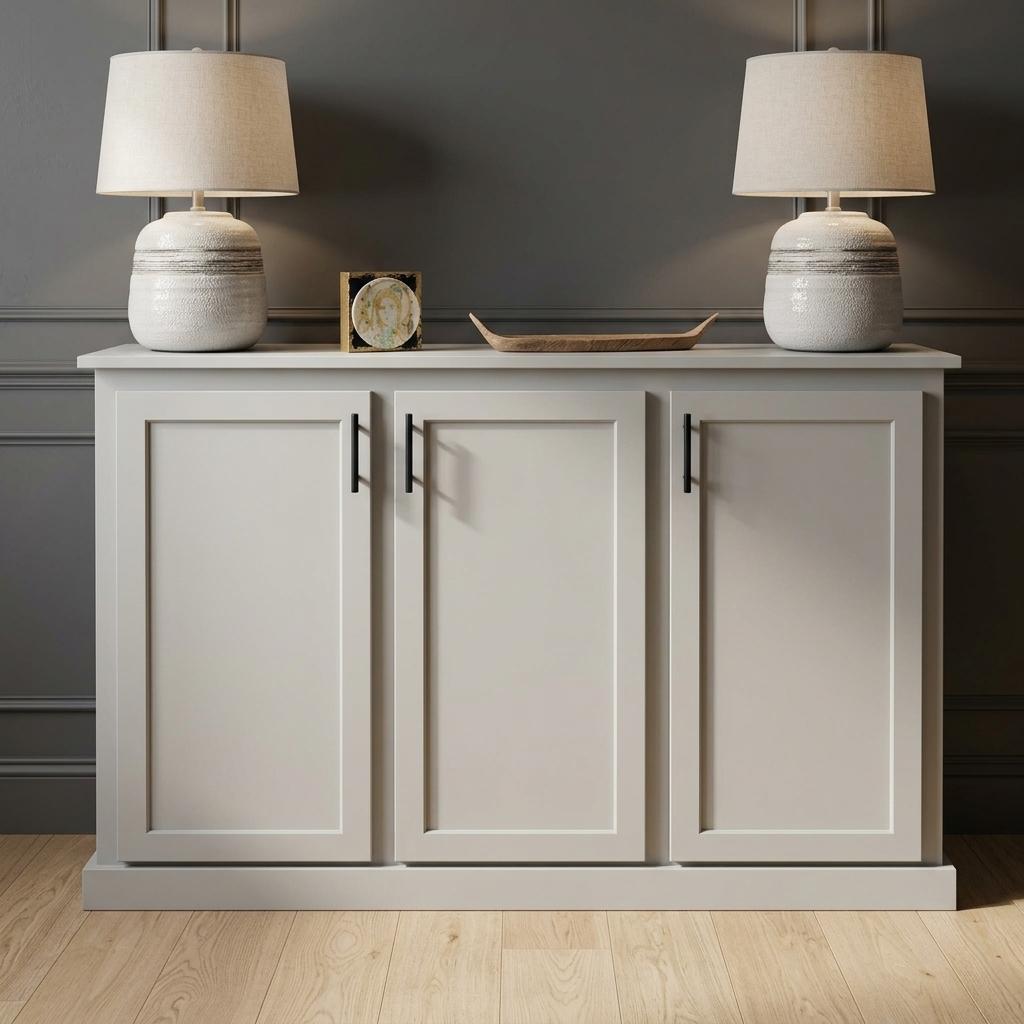 Swedish Gray Three Door Cabinet