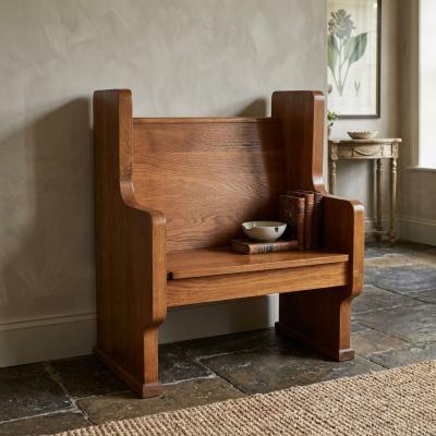 Oak Church Pew Storage Bench