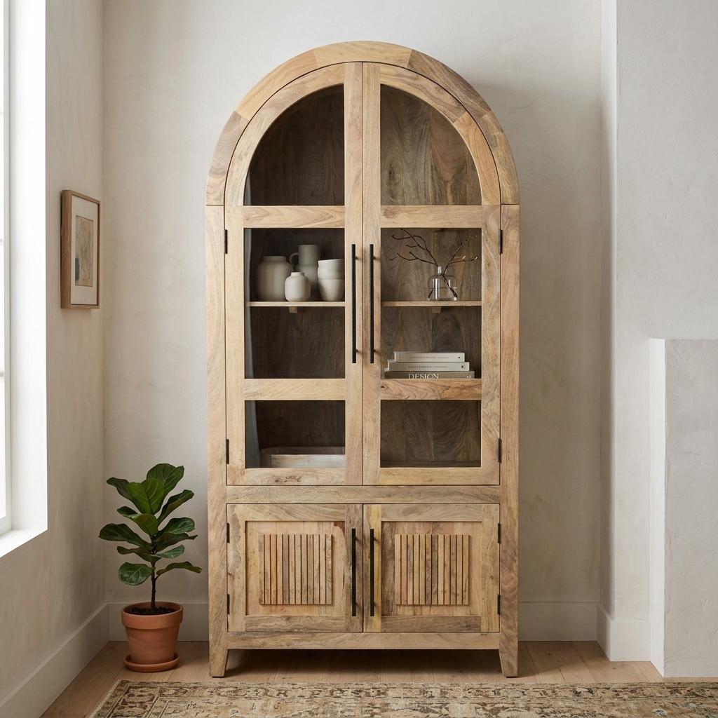 Arched Solid Mango Wood Cabinet