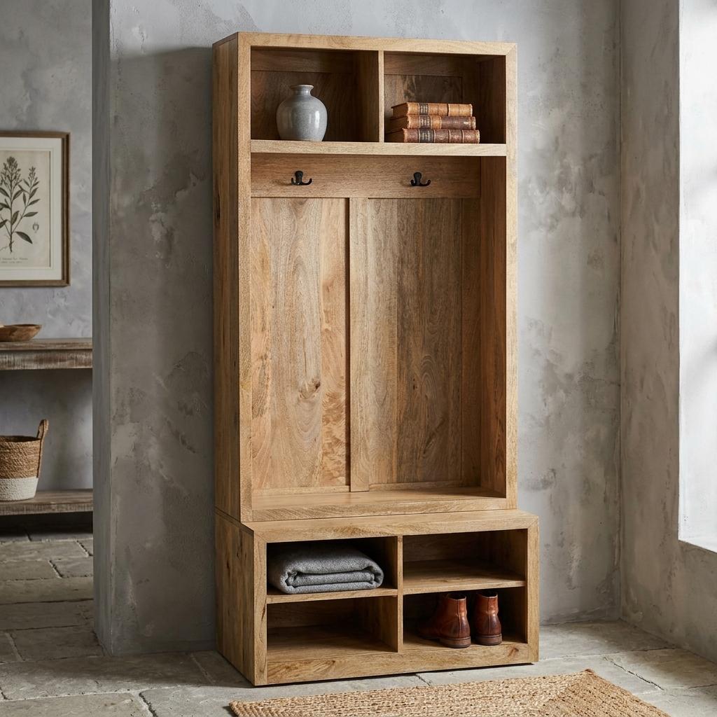 Solid Mango Wood Hall Tree