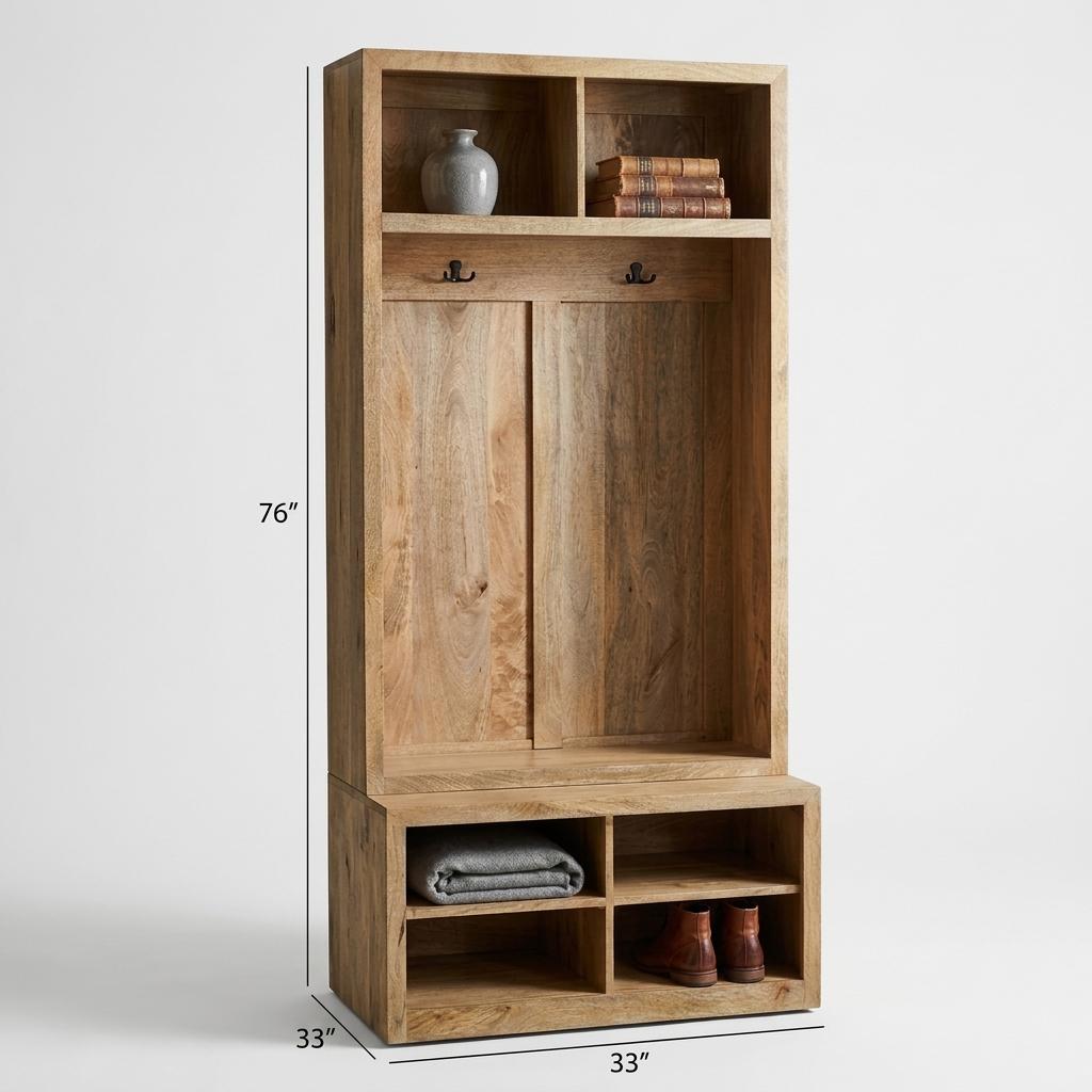 Solid Mango Wood Hall Tree