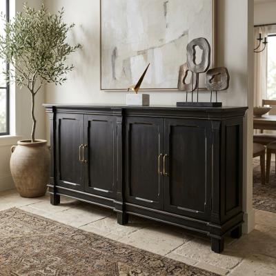 Black Solid Wood Four Door Sideboard