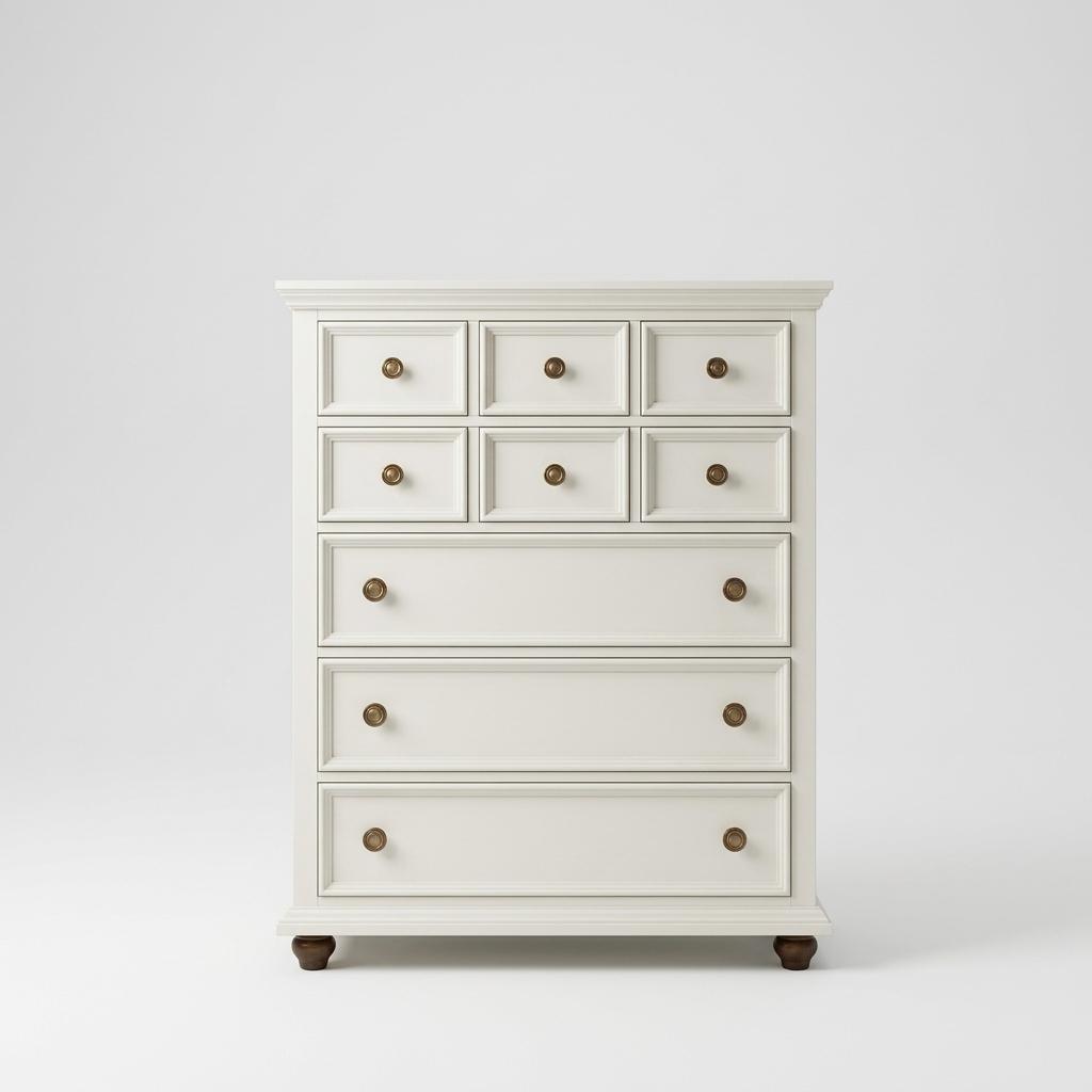 White Five-Drawer Tall Chest