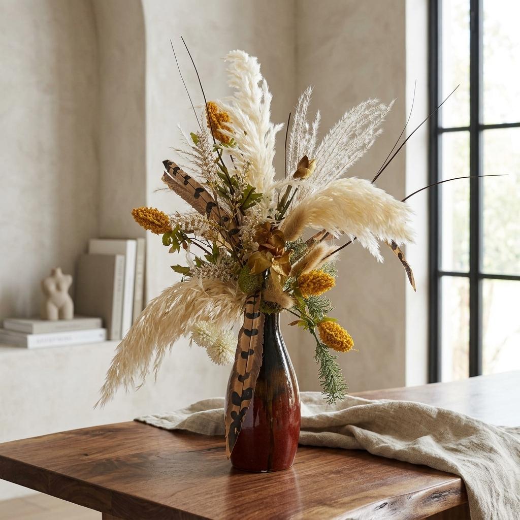 Ceramic Vase with Dried Botanical Arrangement