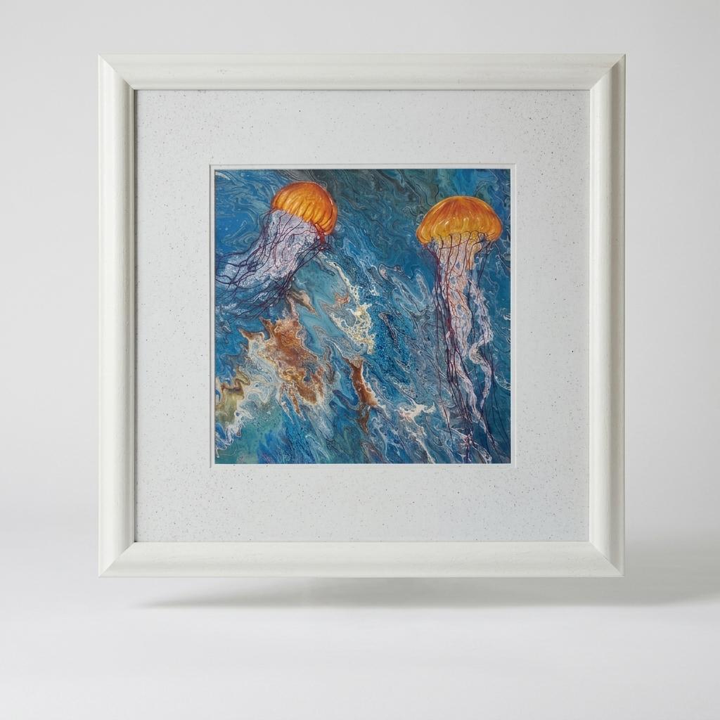 Entangled Moments Framed Jellyfish Print