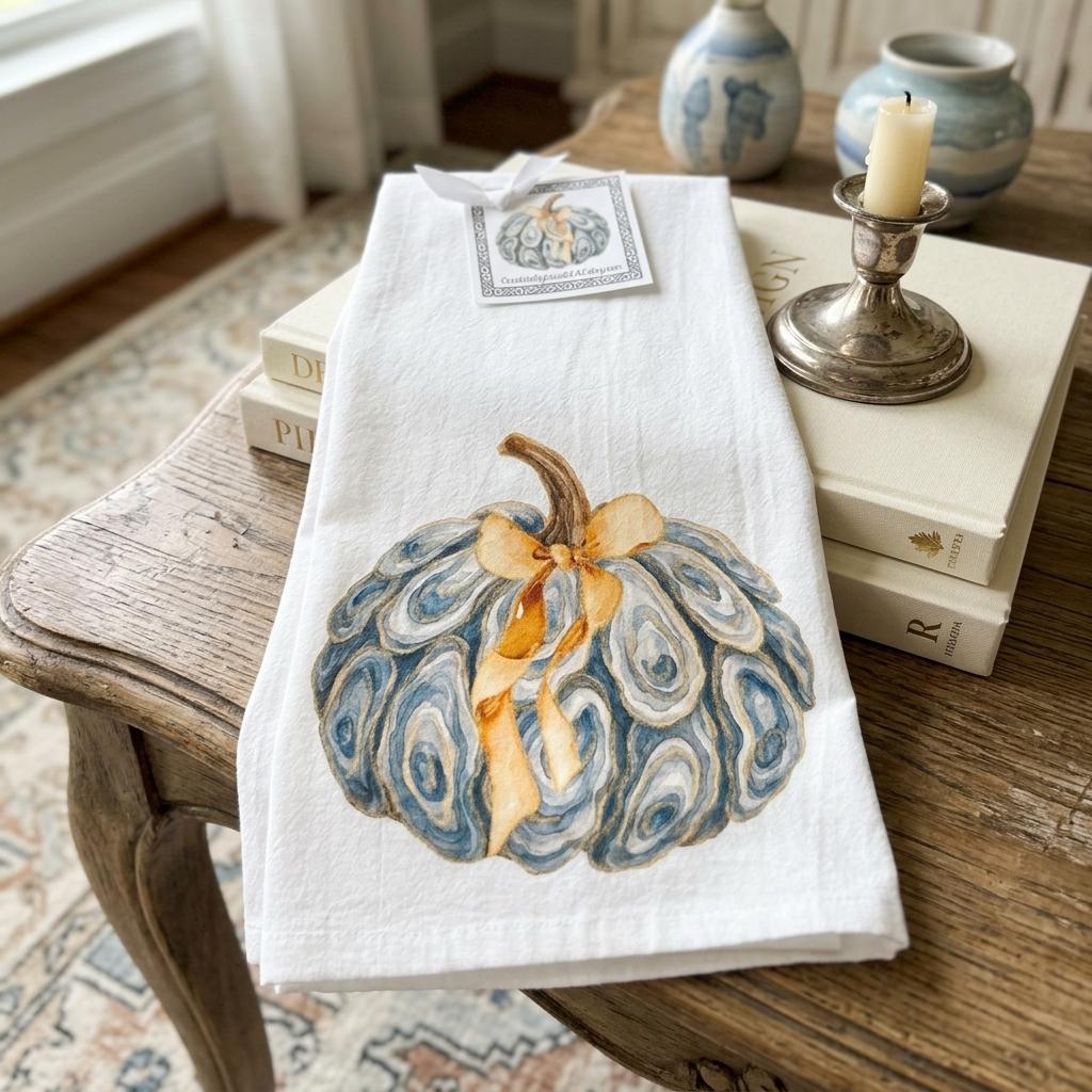 Created by Carol Oyster Pumpkin Towel