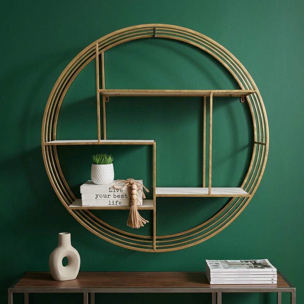 Gold and White Round Wall Shelf