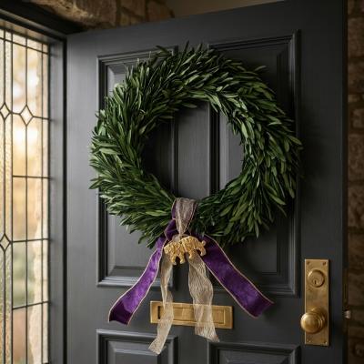 Preserved Greenery Wreath with Tiger Ribbon