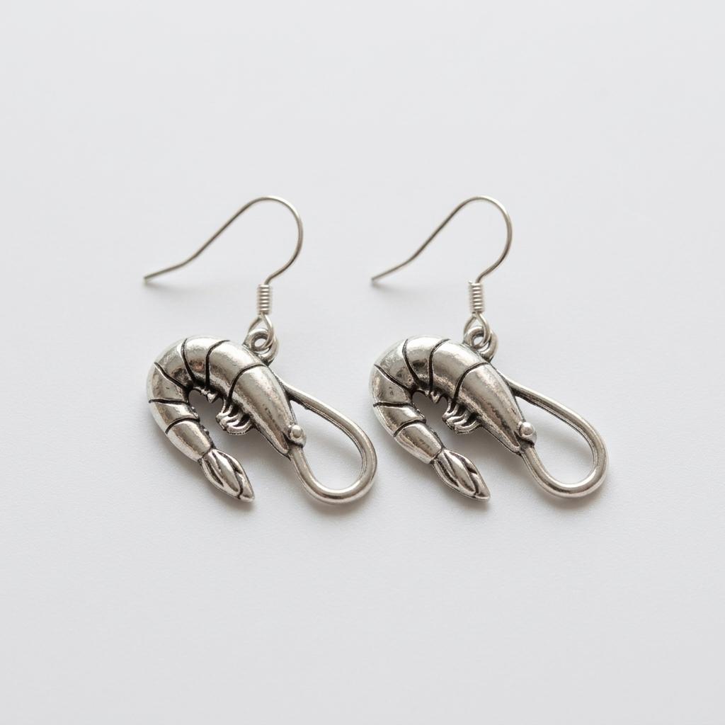 Sterling Silver Shrimp Dangle Earrings