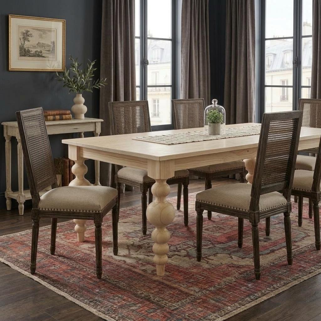 Oliver Dining Table, Antique White Finish