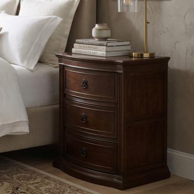 Pair of Bow-Front Three-Drawer Nightstands