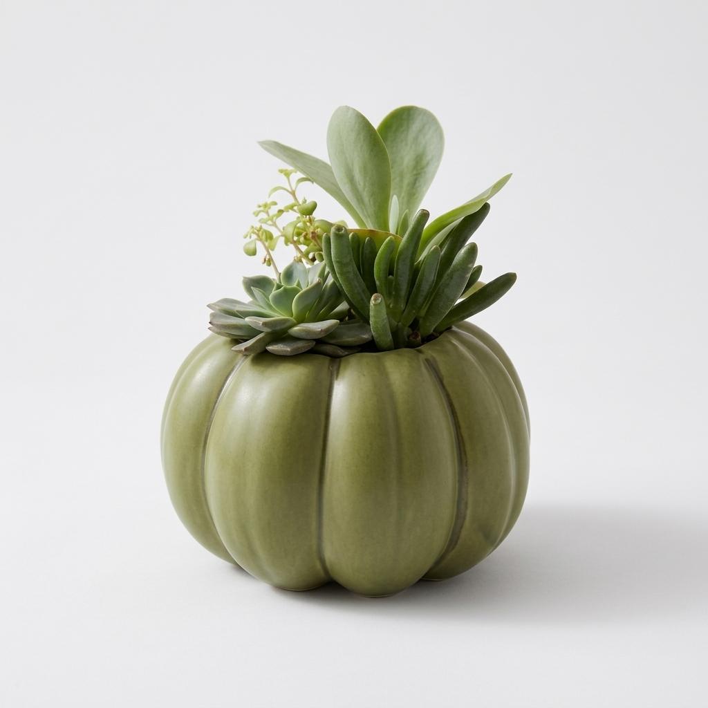Ceramic Pumpkin Succulent Planter