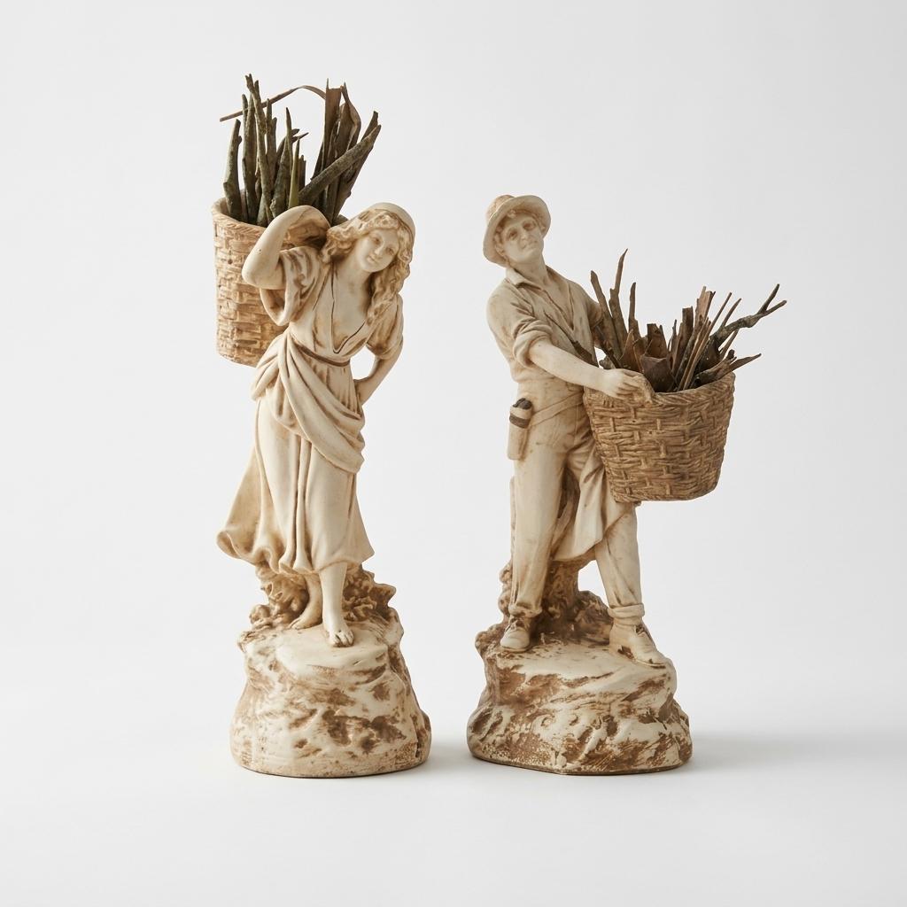 Vintage Mid-Century Chalkware Figurine Pair
