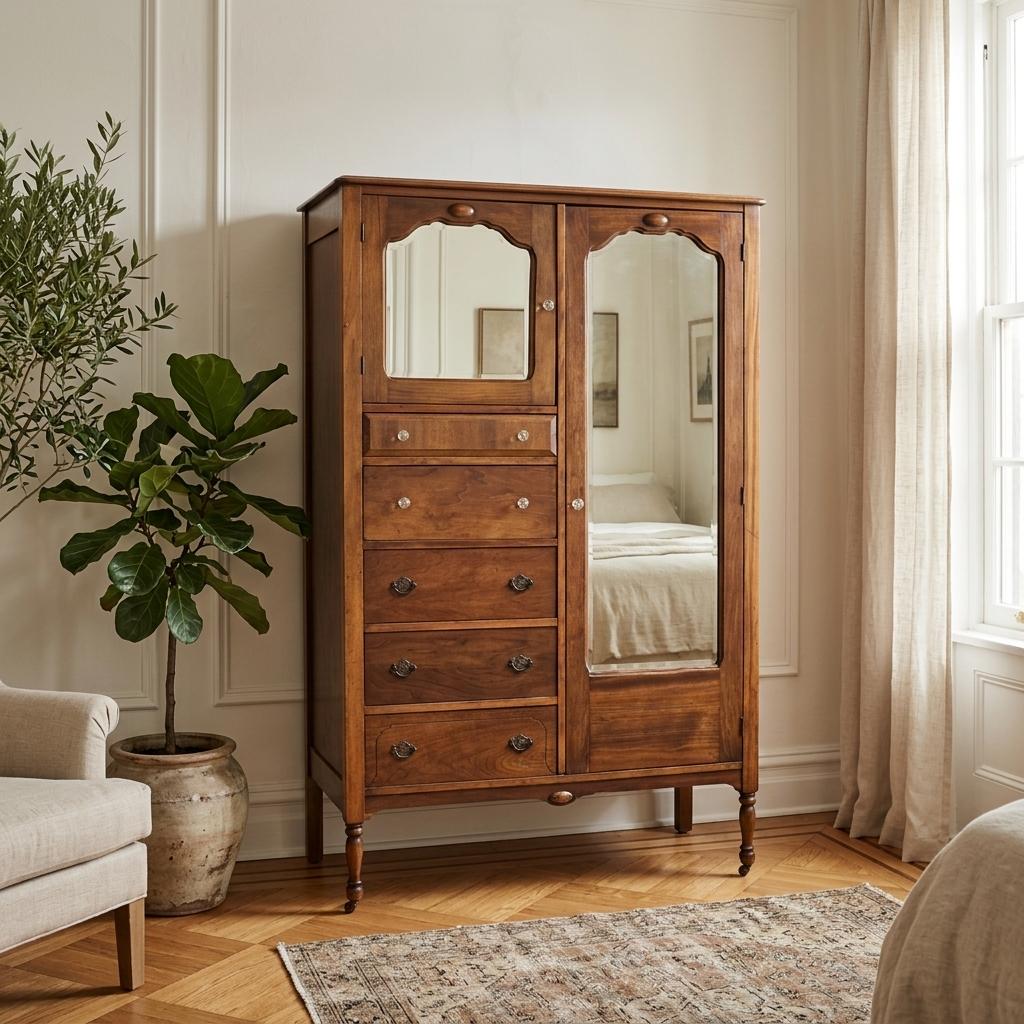 Vintage Mirrored Chifforobe Wardrobe