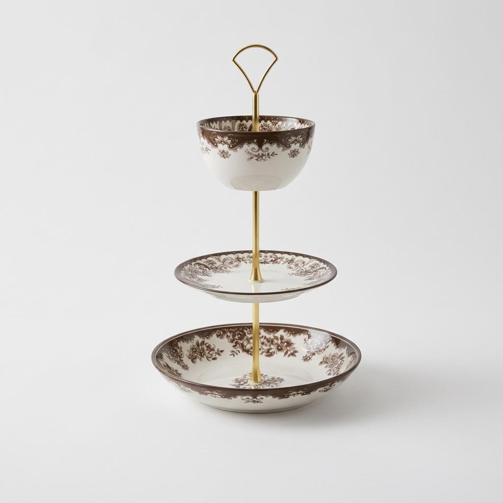 Three-Tier Floral Ceramic Server